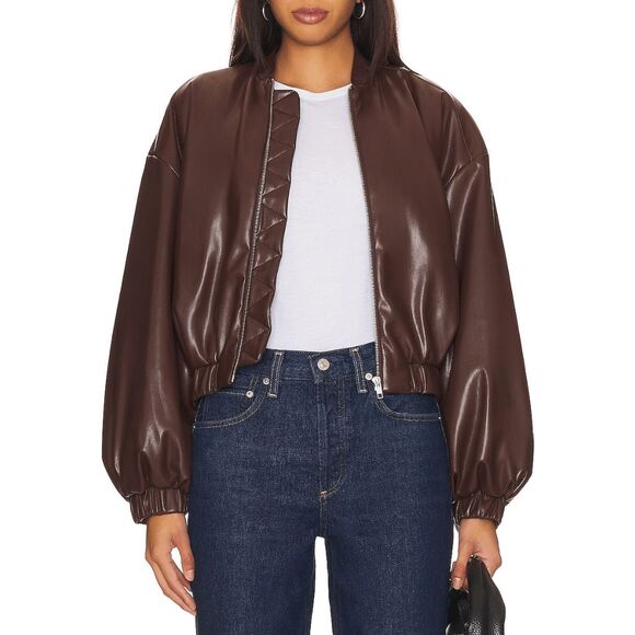 Lovers and Friends x Rachel Ana Faux Leather Bomber Jacket - Picture 1 of 11